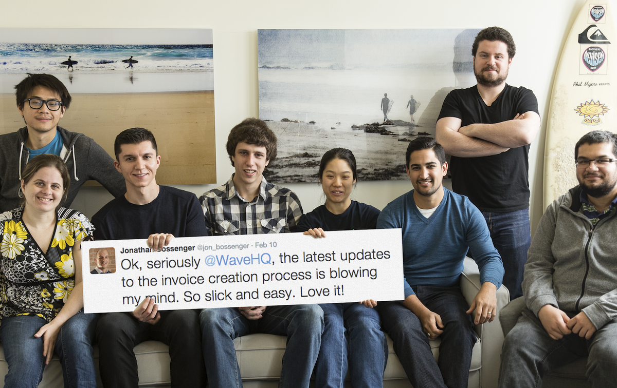 WaveHQ's tweet photo. Meet the team behind our recent invoice improvements! Blowing minds, one small business at a time. https://t.co/uuJEiAcgYL