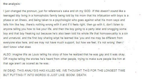 HLremember's tweet photo. Remember Louis wrote Alive? When you change the pronouns to male it's literally him realising he's gay and it's ok😊 https://t.co/UEahxzqMqD