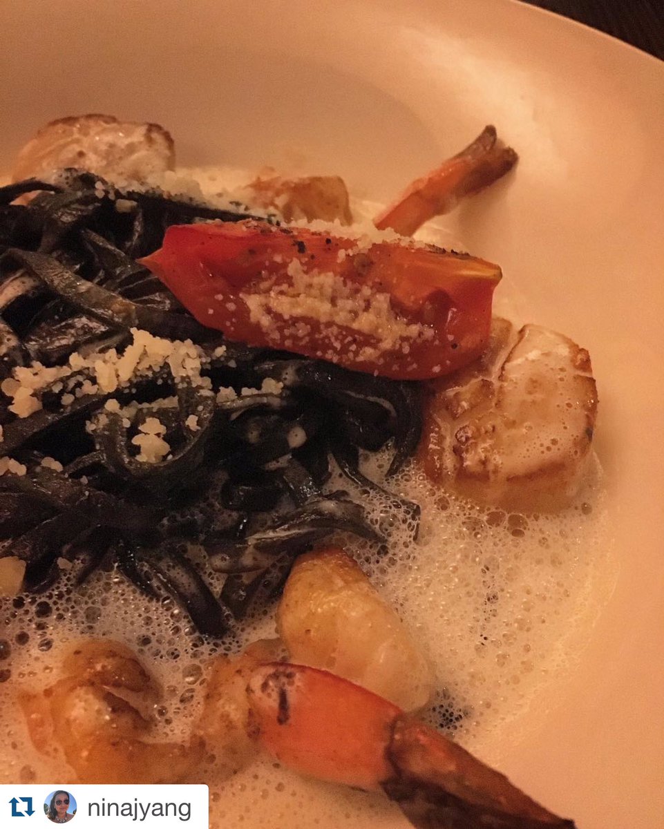 PerDiemSF's tweet photo. One of our new menu items already a favorite | Squid ink pasta with shrimp and scallops. #perdiemsf #SanFrancisco https://t.co/iv8c14DNvT
