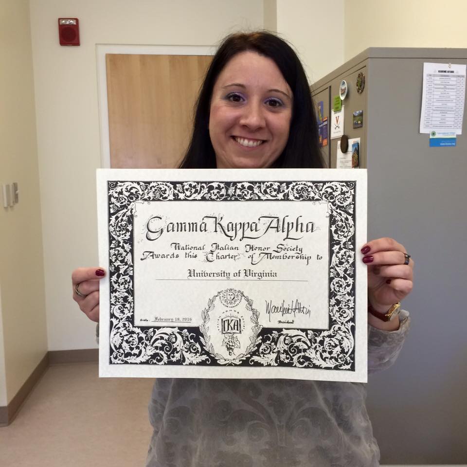 ItalianUVA's tweet photo. And now we also have a chapter of National Italian Honor Society Gamma Kappa Alpha! https://t.co/DKFNuhiGPl