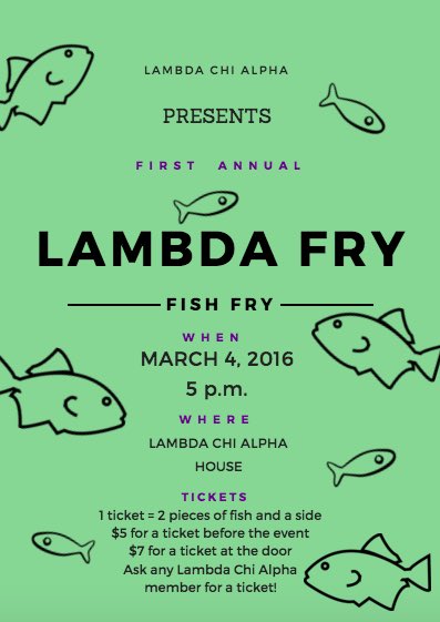 RT this for a chance to win a FREE medium 'Lambda Fry' shirt! See you this FRYday, March 4th, at our chapter house