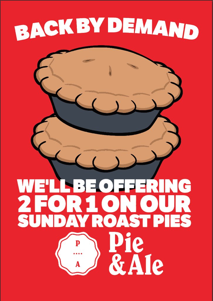 PieandAleMcr's tweet photo. This Sunday, next Sunday, every Sunday!! @MDOG_Manchester @indealsMCR @myindustrycard @bakeriemcr @NQMCR #deals https://t.co/WrOWMIGRA5