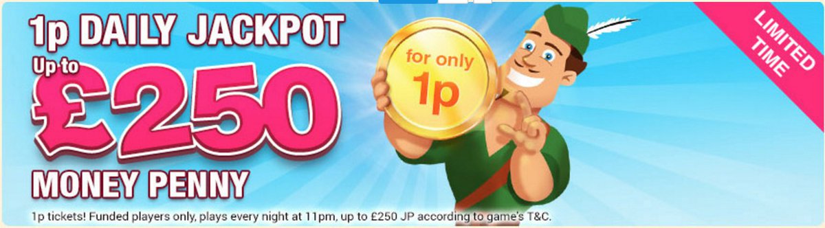 HotFreeBingo's tweet photo. 1p Daily Jackpots at RobinHood Bingo!

https://t.co/CRXJZi3hRm

#robinhood #onlinebingo #bingoonline #jackpot #bingo https://t.co/zgcg71cdAl