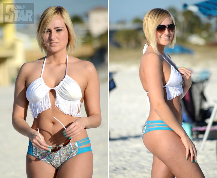 Porn star Kate England flaunts her bikini body in Miami: http://bit.ly/1NFj...