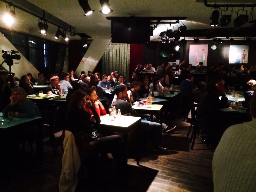 rejouisciences's tweet photo. Début du #Doccafe ! La salle est comble pour discuter de #viande ! https://t.co/3ABqnb9KKC