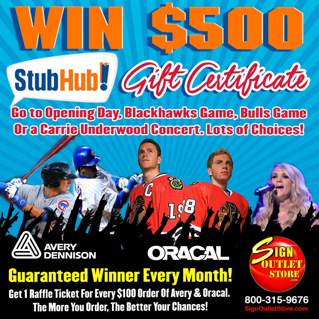 signoutletstore's tweet photo. WIN $500 In Stubhub! Gift Certificates every month! Go to #signoutlet store for more info! https://t.co/2xqec7SMWi