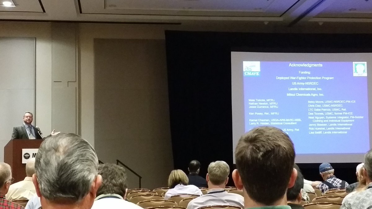 ento_maniac's tweet image. #MVCAC2016 attracts some big names.  U Bernier (@USDA_ARS) on #pesticides impregnated into military uniforms.