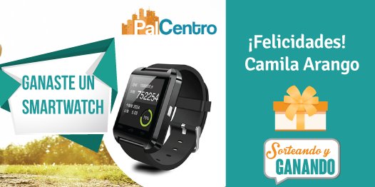 SGanando's tweet photo. ¡Felicidades Camila Arango, eres la ganadora del gran sorteo de un Smartwatch cortesía de PalCentro! https://t.co/MXMznFljJs