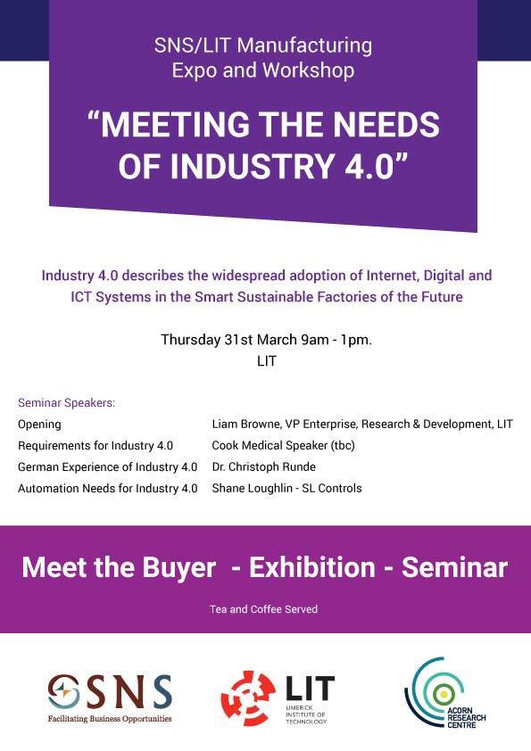 <a href="/SNSSME/">SNS</a>  <a href="/innovatelmk/">Innovate Limerick</a> <a href="/LEOLimerick/">LEO Limerick</a> - Exhibition, Meet the Buyer &amp; Industry 4.0 Seminar 45+ companies <a href="/LimerickIT/">gatesletter</a>
