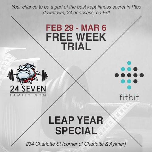 executeathletix's tweet photo. Head down to @24SevenFamGym this week! Great offers and special guests from Fitbit March 2 and 3rd! https://t.co/hAB2R9Qegf