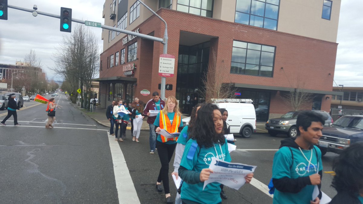 weareoneamerica's tweet photo. OneAmerica leaders are on the march! Next stop, #waleg, where we'll tell our reps: close the #RepresentationGap! https://t.co/b0klljtH1n
