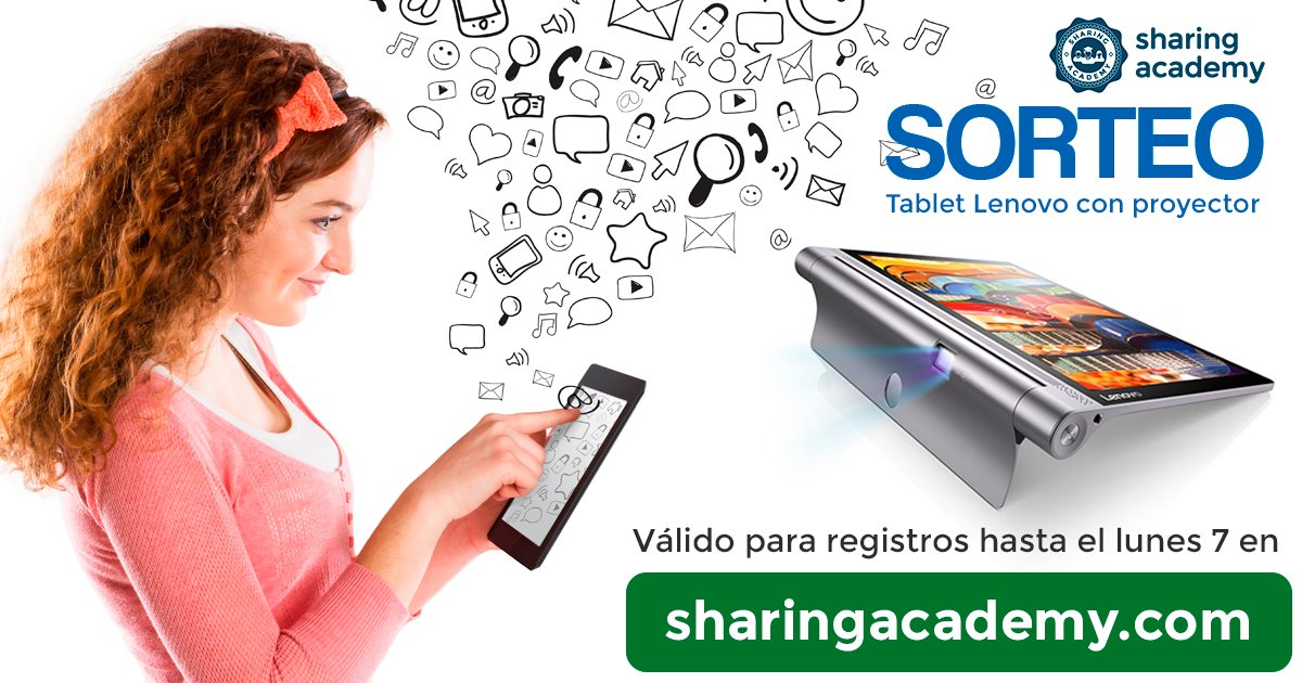 Sorteamos un Tablet con proyector :) Si aún no eres usuario de Sharing Academy... ¡¡APÚNTATE Y PARTICIPA!! #sorteo