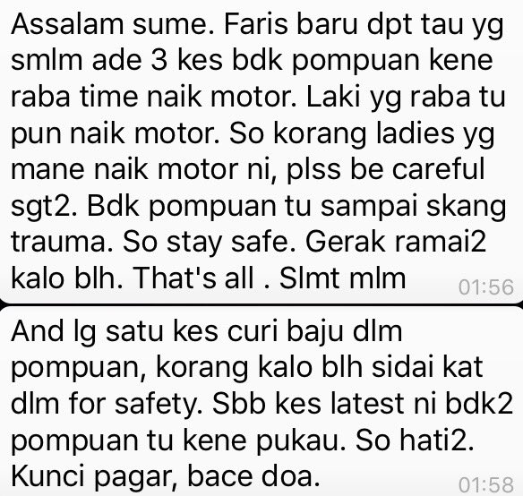 ezzryworsnop's tweet photo. From mpp. Girls please be extra careful. @tuit_UMT @twt_UMT @SOHORUMT @TVUMT @UMT_Official @UMT_MAPEM @Im4u_Umt https://t.co/iqurcqeGc6