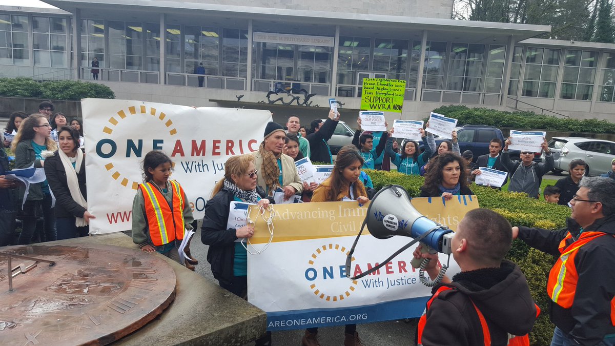 weareoneamerica's tweet photo. More photos of demonstration outside #waleg. Close the #RepresentationGap. #PassTheWVRA! https://t.co/uSWzQM5F09