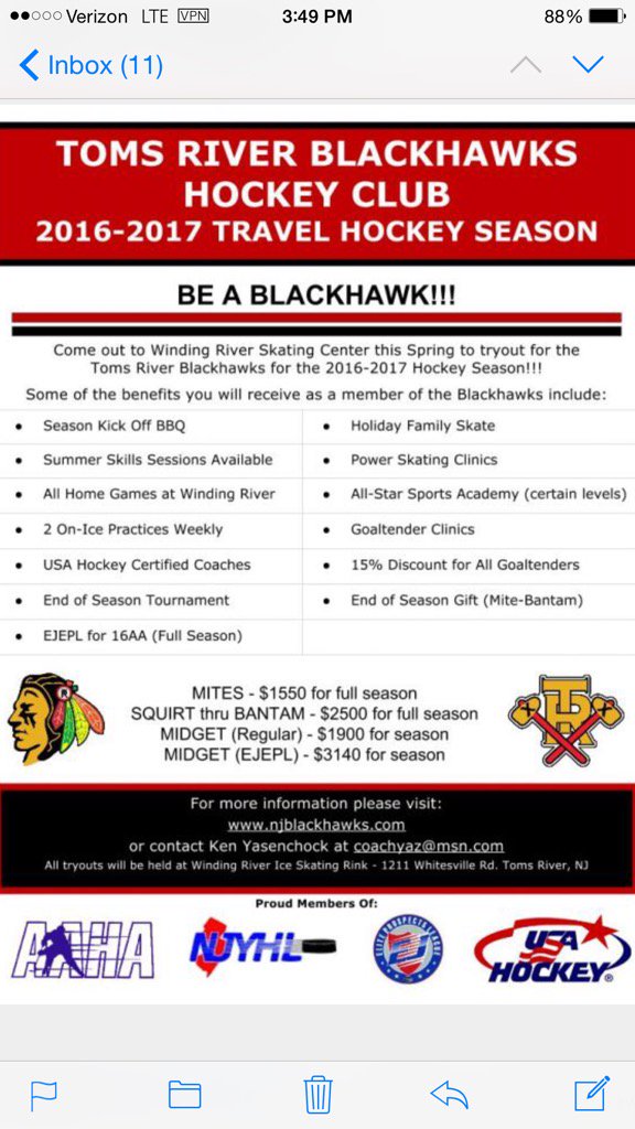 Attention youth players in the New Jersey shore area. We want you! #BeABlackhawk!