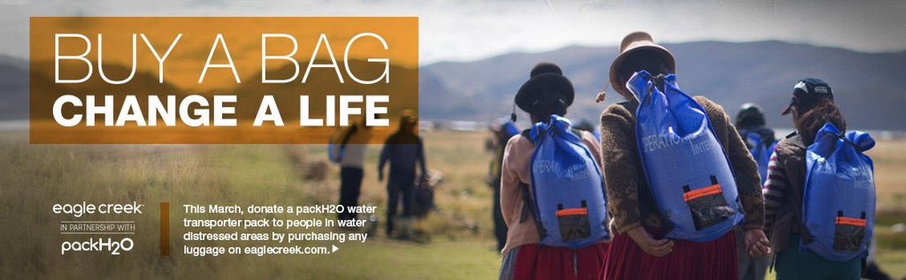 NCTventures's tweet photo. March is World Water Month! @eaglecreekgear &amp; @packH2O are partnering to #HelpCarryHope https://t.co/ap36lotlFD https://t.co/8NnMwlFrJv