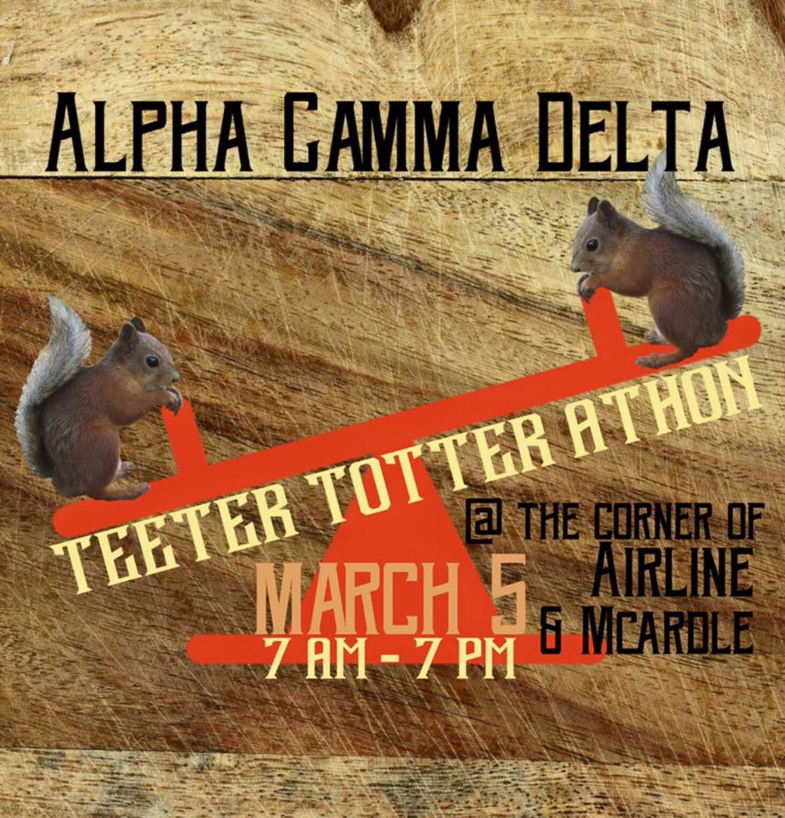 TamuccAlphaGam's tweet photo. come support diabetes research and awareness this weekend at teeter totter!! We would love to see everyone there 🐿❤️ https://t.co/ME1VoXKzfX