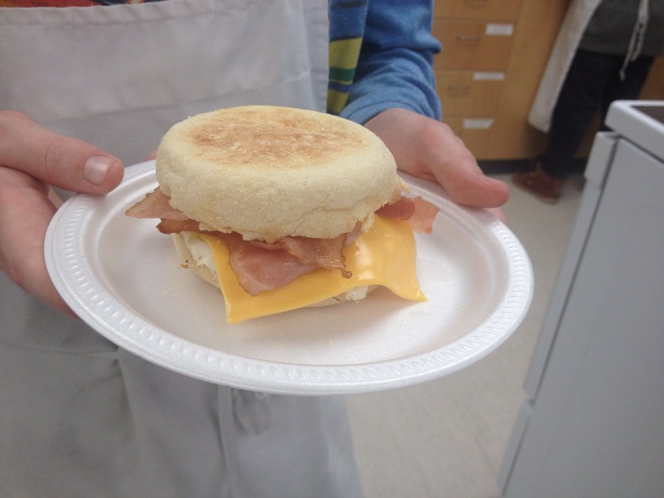 KarolWarner's tweet photo. @Lacombejrhigh Breakfast sandwiches on the menu in Foods today #whoneedsfastfood https://t.co/SO7CQtyVrn