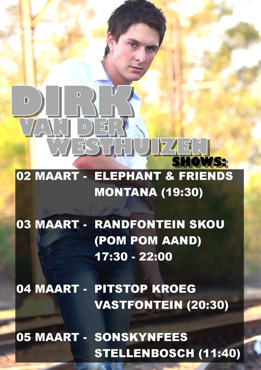 MatayoEvents's tweet image. @Dirkvdw se shows vir die week!! Kom kuier saam hom by een van die volgende vertonings!!