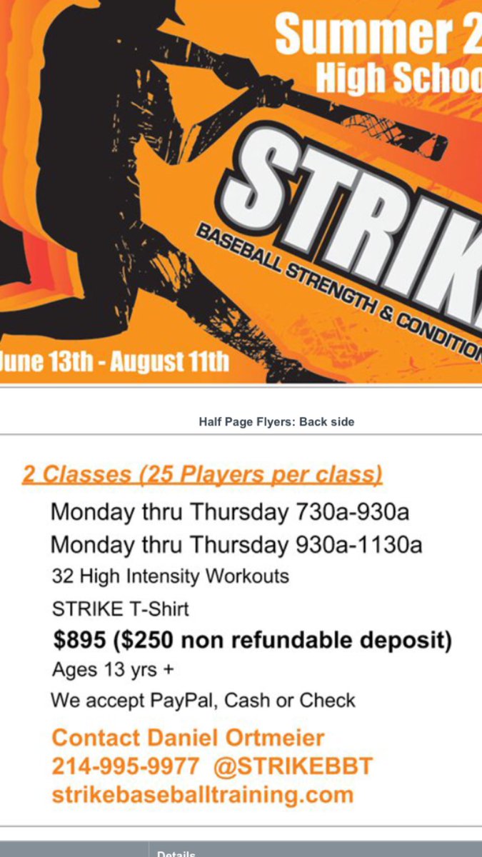 StrikeBBT's tweet photo. STRIKE Summer 2016 sign ups open today! A discount price of $800.00 will be given for all sign ups prior to April 1. https://t.co/ZNba18C7XF