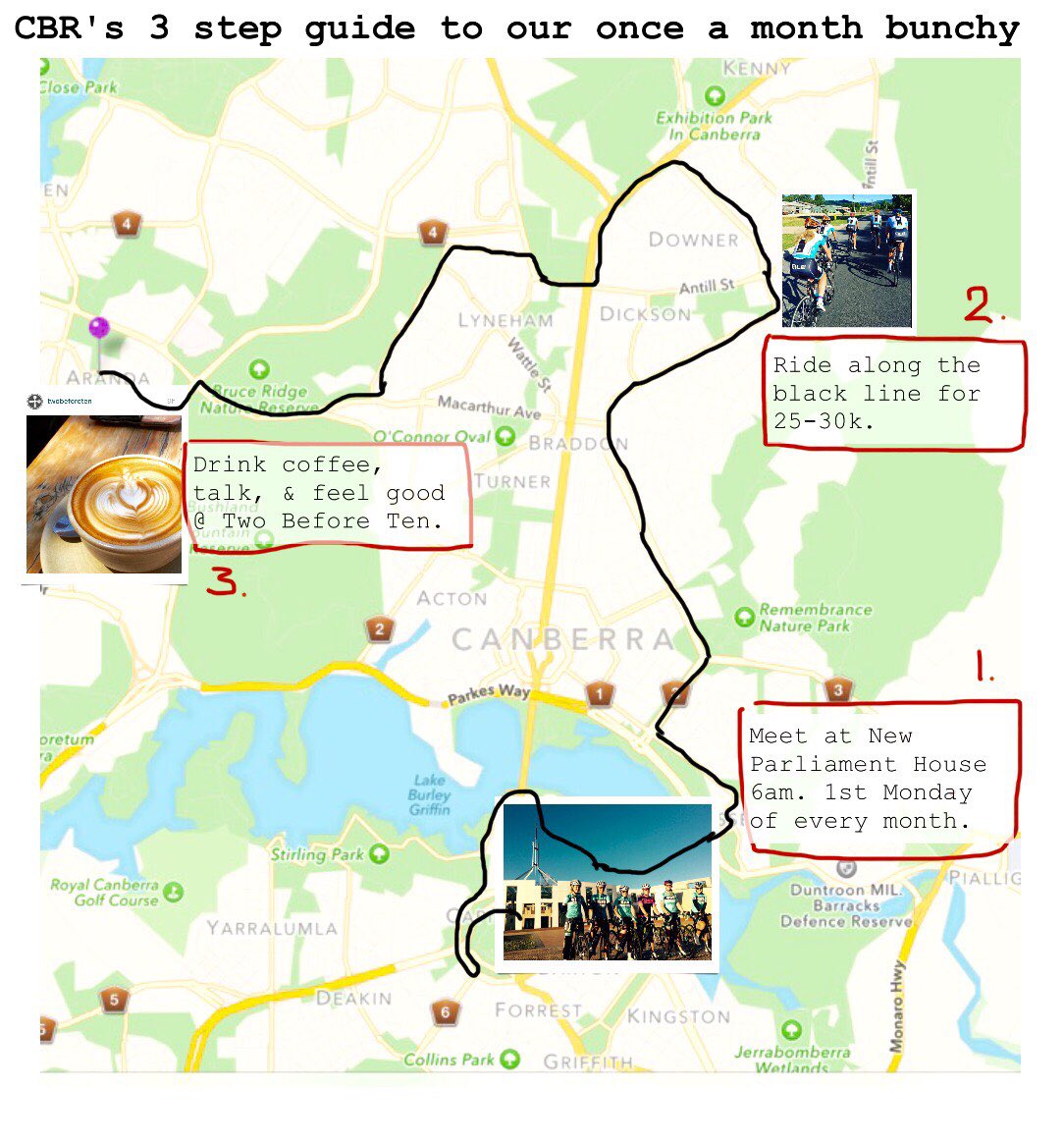 Following <a href="/amygillettfdn/">Amy Gillett Foundation</a> Big Canberra Bike Ride on Sunday, we're doing a recovery ride 6am Monday. All welcome!