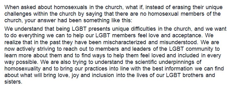 MamaDragons's tweet photo. What Mormon church leader COULD have said. (Courtesy of @UtSkeeter)
#QueerMormonsExist #iexist @BednarDavidA https://t.co/bBSpofdUbI