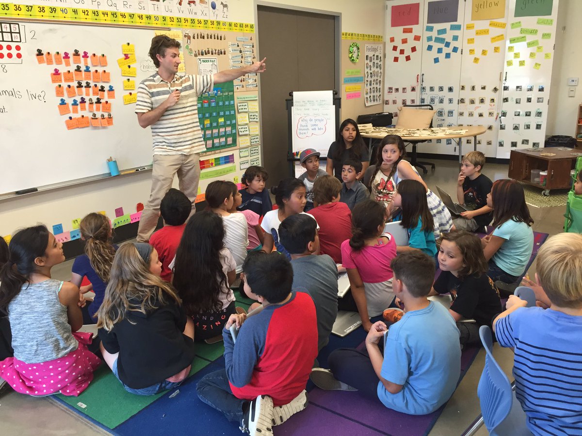 Ss researching animal habitats with kindergarteners. Thanks for inviting us Mr. Lizza #htenc #community