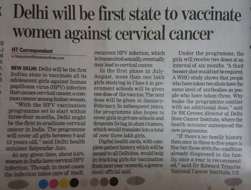 sarikatalwar's tweet photo. Delhi will be first state to vaccinate women against Cervical Cancer!
Great Effort for Delhi  @SatyendarJain https://t.co/Y5LRm4SvBh