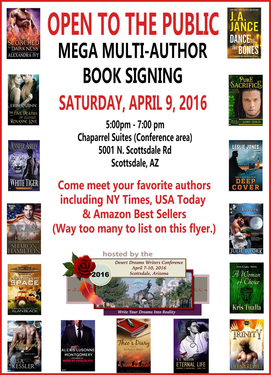 AuthorVSNelson's tweet photo. Mark your calendar! @2016DDreams @LeslieJonesBks @JAJance @BarbaraJDuell @JulieLYork https://t.co/vpsqzwtvUL