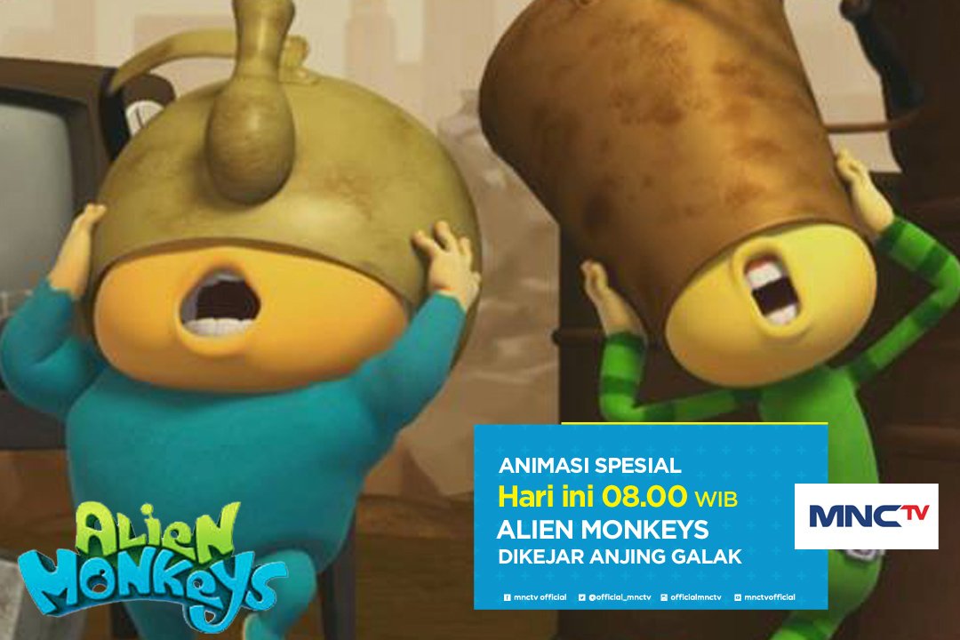 Official_MNCTV's tweet photo. Gawat!! #AlienMonkeys "Dikejar Anjing Galak" nih! Yuk tolong mereka pkl 08:00 #AnimasiSpesial https://t.co/JWT7JCE0nr