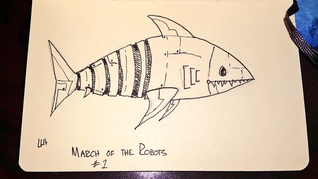 lynnlarsonart's tweet image. Wanted to start somewhere #marchofrobots #robotshark