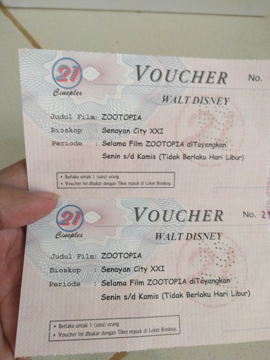 doraemen's tweet photo. Terima kasih @DisneyFilmsIndo untuk voucher #ZootopiaID nya :) #VisitZootopia https://t.co/laIGRboSLj