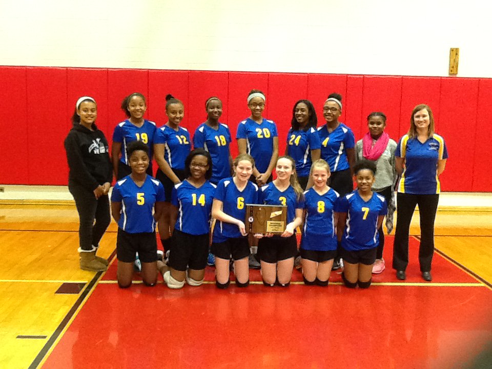Parker JHS girl's volleyball team wins the IESA 7th grade regional.