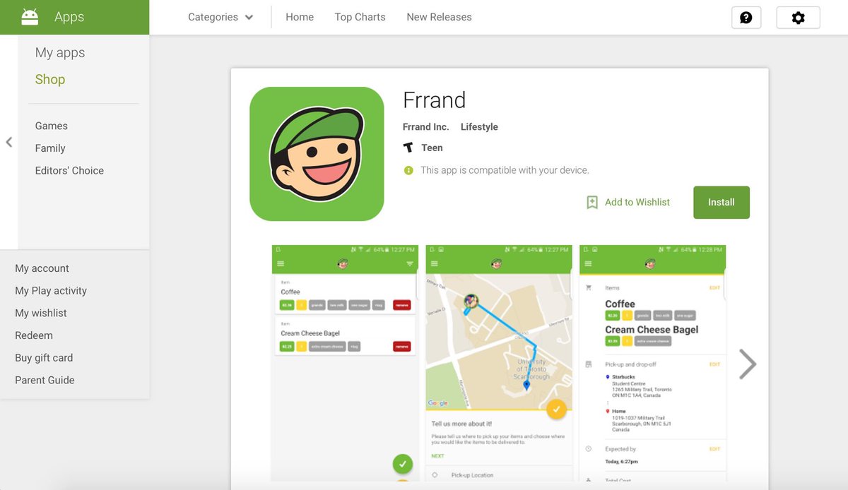 frrandInc's tweet photo. Frrand is now on the Google Play store! Send us a message to get a beta code😱 #startup #tech https://t.co/ydtjmxjWAU