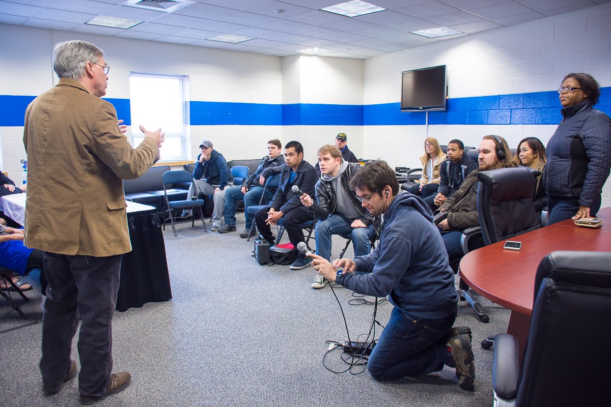 MCCcomartdesign's tweet photo. MCC COM #Radioproduction students interviewing UMass Lowell hockey players today. #mcc #middlesexcc #lowell https://t.co/BQ0THYidNf