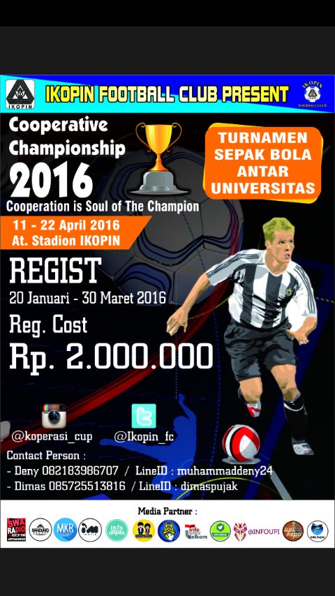 IKOPIN FC Proudly Present "Cooperative Championship 2016" Informasi lbh lanjut boleh langsung aja ke CP nya :)