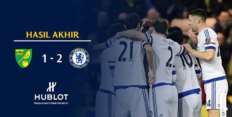 FT: NORWICH CITY 1-2 CHELSEA 
Goal: (Norwich N. Redmond 68') (Chelsea Kenedy 1', Diego Costa 45'+) #cfc #ktbffh