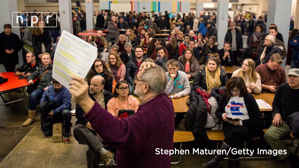 NPR's tweet photo. The scene at a Dem. party caucus site in Minneapolis, Minn., which is supposed to be a tight contest. #SuperTuesday https://t.co/365KOCTatZ