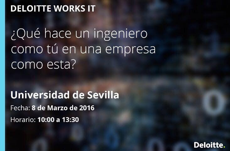 llopezsanchez1's tweet photo. ¿Qué haces el martes por la mañana? Te esperamos en @unisevilla @Deloitte_ES #DeloitteWorksIT https://t.co/WwS1E0pzcM