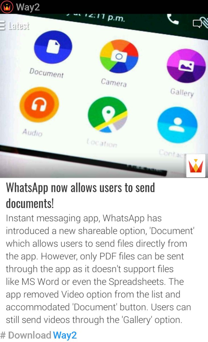 speventz's tweet photo. WhatsApp now allows users to send documents! https://t.co/TI9HvgkGx3