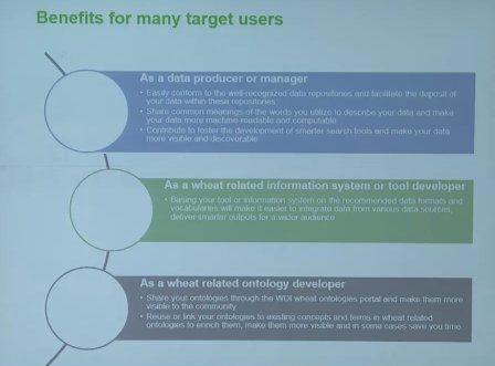 resdatall's tweet image. Who benefits from the Wheat Data Interoperability WG #RDAOutputs? #dataproviders #develpers #ontologies #RDAPlenary