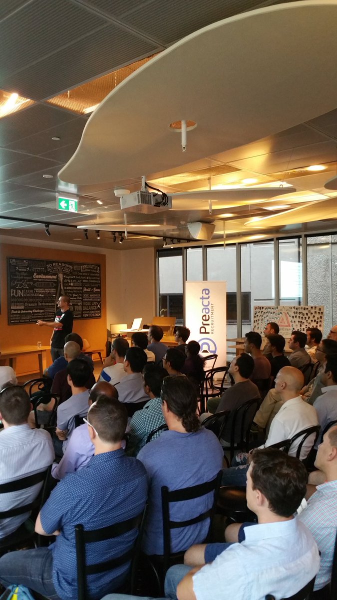 eposhea's tweet image. Pretty awesome atmosphere @preacta #cplusplusau Meetup! Thank you @OptiverAsiaPac for the ridiculous venue!