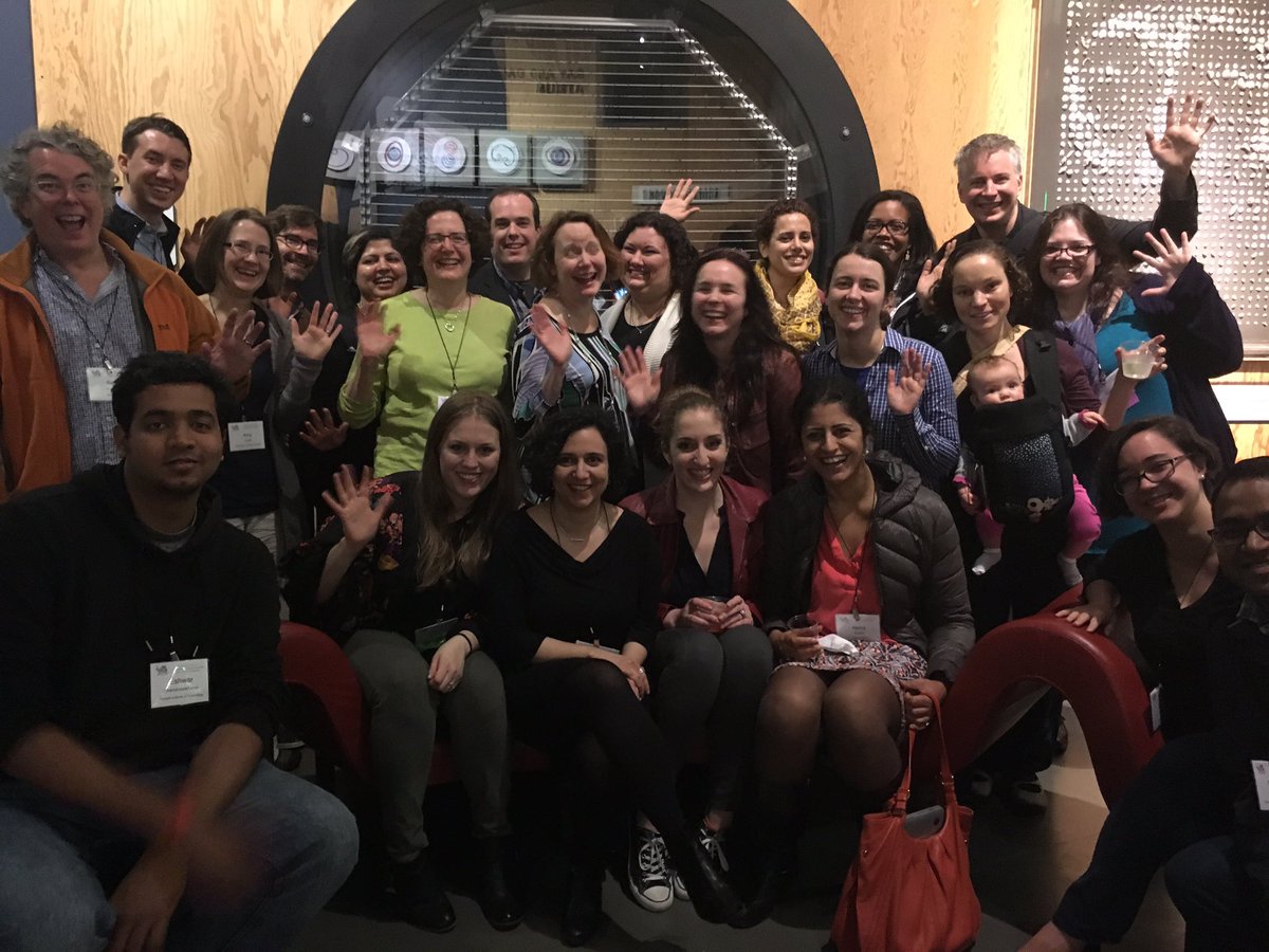 cfiesler's tweet image. .@gvucenter and @gtcomputing faculty, students, and alums @ #CSCW2016 Everyone say &quot;buzz&quot;!
