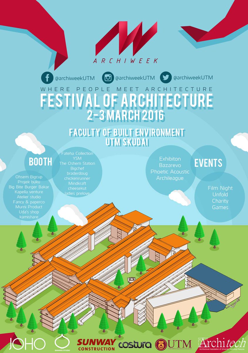archiweekUTM's tweet photo. This is our official poster. Sponsored by @johobaru @CosturaClothInc #bawangstudio #sunwayconstruction 2-3 March 16' https://t.co/ZKWW64UiB5