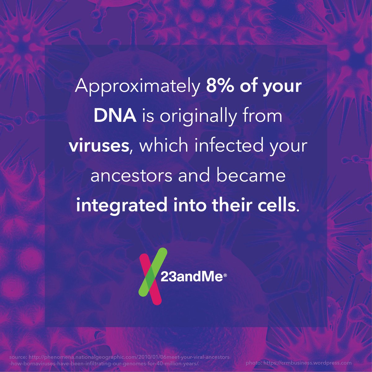Approximately 8% of your DNA is originally from viruses, which infected your ancestors... #DNAFacts