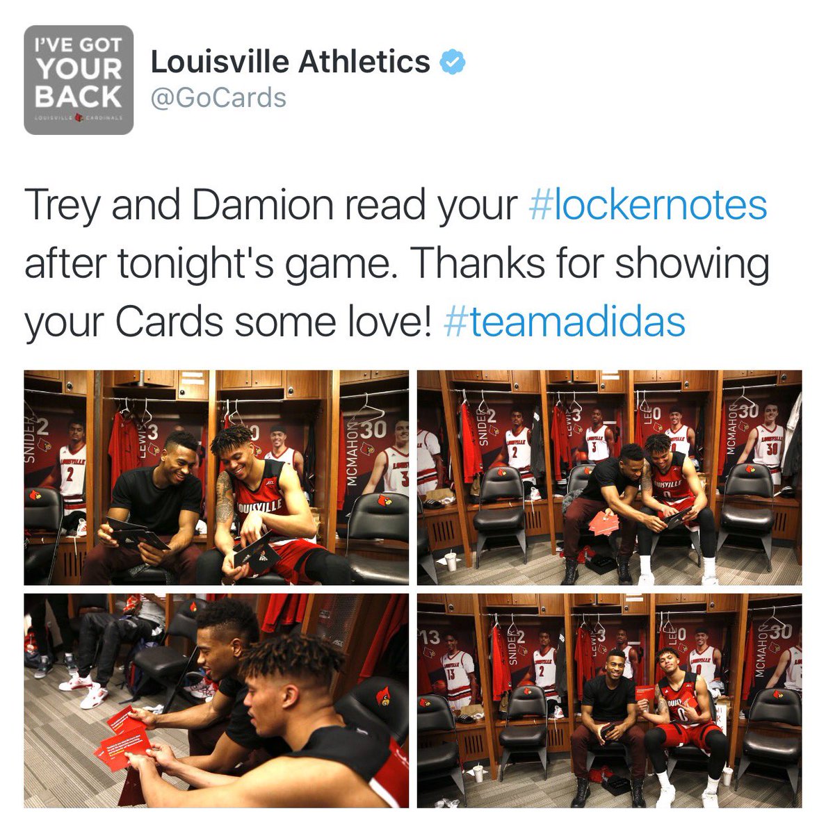 SkullSparks's tweet photo. Interesting promo from @GoCards & @TeamadidasUofL. Merging fans, team, sponsor authentically. #smsports #lockernotes https://t.co/BOKXDQEUQ3
