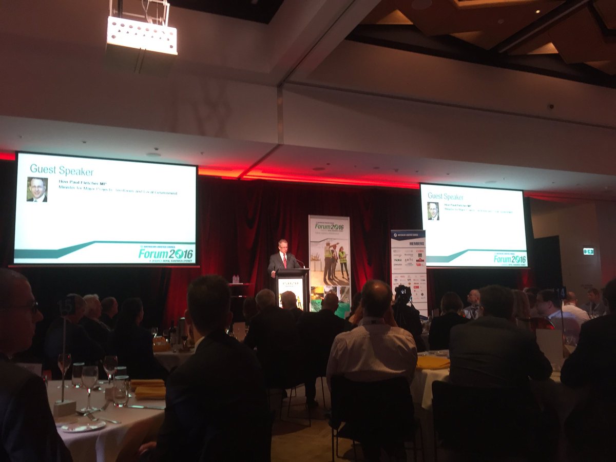 MacdCharlie's tweet photo. @AustLogistics Paul Fletcher MP talking about road user charging #ALCForum2016 https://t.co/K3SdKBH7Az
