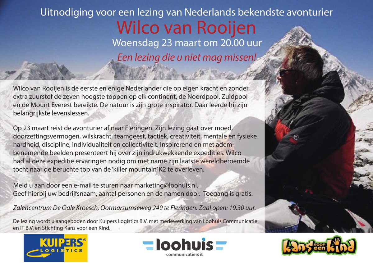 Kom naar de lezing van Wilco van Rooijen op 23 maart bij DOK's in Fleringen! #MVO #kansvooreenkind #meldjeaan