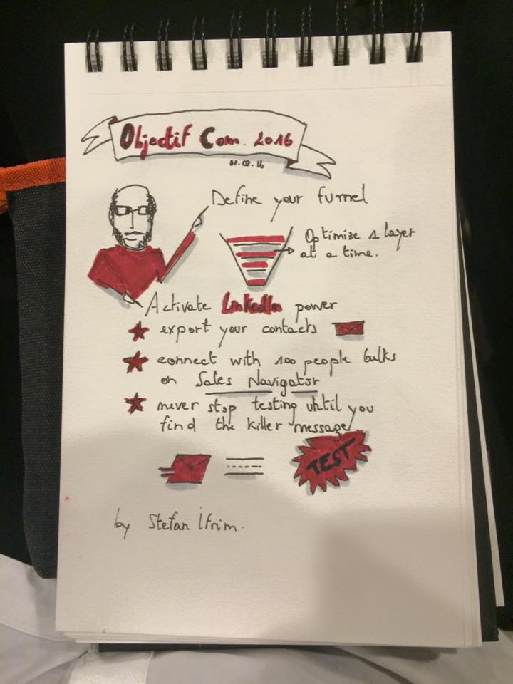 LeanAvenue's tweet photo. OK, I confess: I love #sketchnoting. That was yesterday at #ObjectifCom with @JeremC @ObjectifCom7 #onlinemarketing https://t.co/wHtv2iR9eF