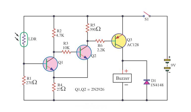 elprocus's tweet image. #LightSensitiveSwitch with LDR | #Electronicscircuit | #Electricalcircuit | #Engineeringcircuit.
